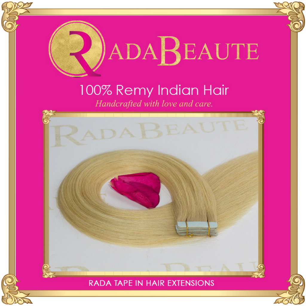 Butterscotch Blonde Tape in Extensions. Buy now at Rada Beaute.