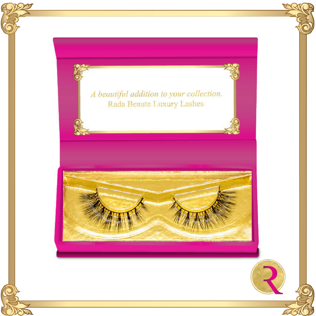 Bridal Beaute Mink Lashes box open view. Buy now at Rada Beaute.