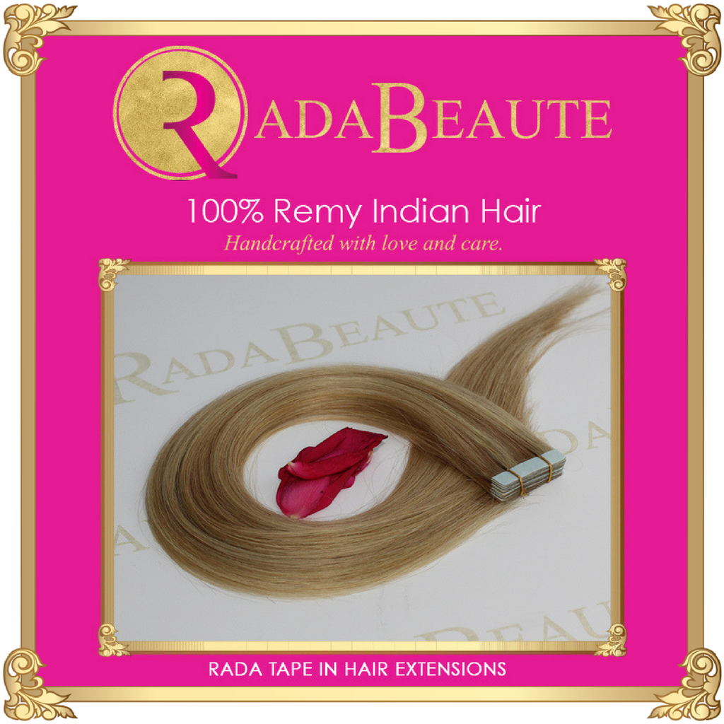 Champagne & Blonde Lush Tape in extensions. Buy now at Rada Beaute.