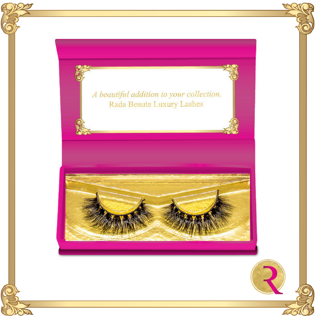 Red Carpet Mink Lashes box view. Buy now at Rada Beaute. 