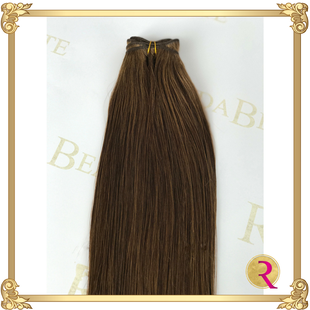 Melted Mocha Weave extensions top view. Buy now at Rada Beaute