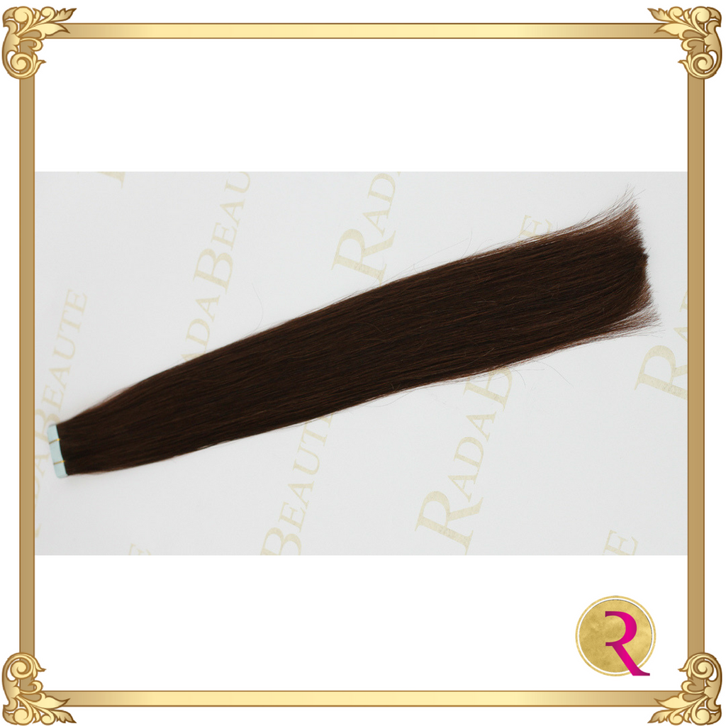 Melted Mocha Tape in extensions side view. Buy now at Rada Beaute.