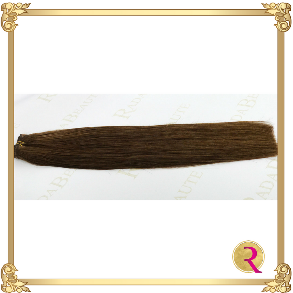 Melted Mocha Weave extensions side view. Buy now at Rada Beaute